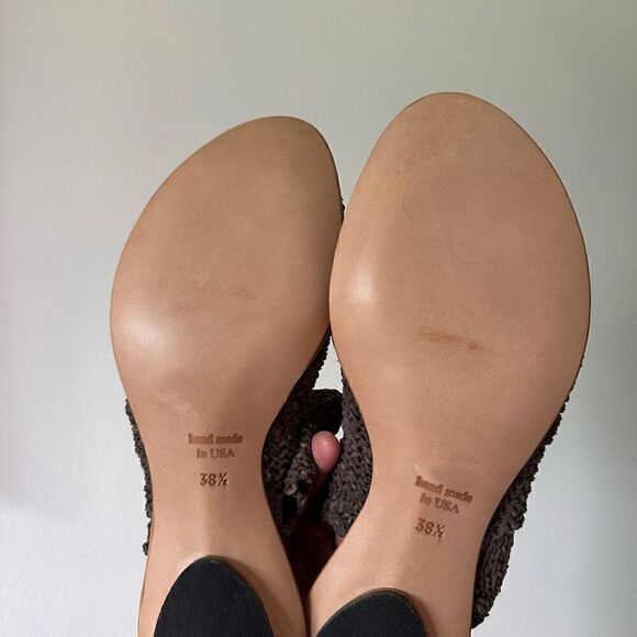 CYDWOQ Vintage Women’s Grey Taupe Woven Lace Up Leather Sole Sandal - Picture 8 of 11